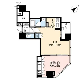 横浜ヴェールタワー【13階】の間取り