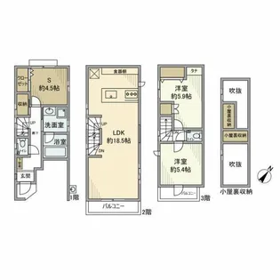 東京都大田区鵜の木3【一戸建】の間取り