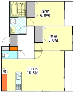 2LDKの間取り画像