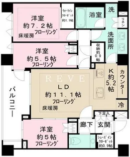 ザ・パークハウス千代田六番町【3階】の間取り