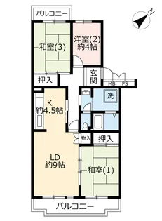 URかわつるグリーンタウン松ヶ丘【5階】の間取り