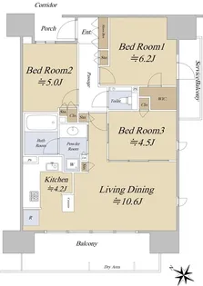 シティハウス中目黒テラス【4階】の間取り