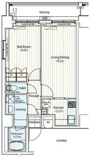 ドゥーエ新富町【8階】の間取り