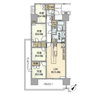 ルピアグランデ浦和美園【4階】の間取り