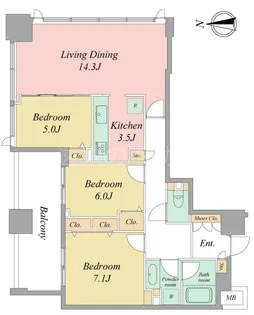 シティタワー浜松(1201)【12階】の間取り