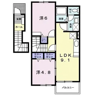 ビスターリア D【2階】の間取り