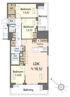 晴海フラッグ パークビレッジ B棟(HARUMI FLAG)【18階】の間取り