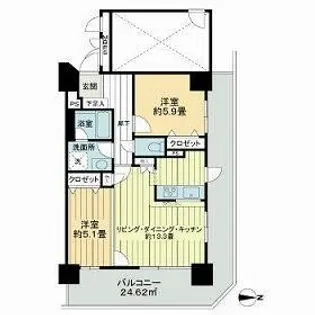 ライオンズタワー仙台長町【7階】の間取り