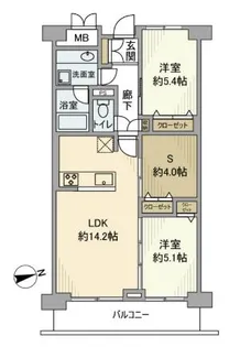 三田ナショナルコート【4階】の間取り
