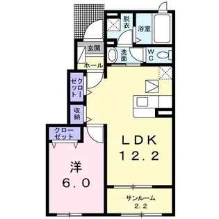 サン・ヤスダIIIA【1階】の間取り