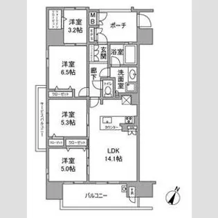 プレミスト西本町【6階】の間取り