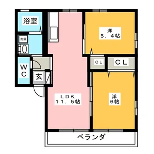 グランドソレーユ呉竹【2階】の間取り