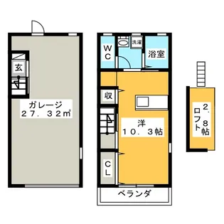 ガレージハウス アンフォルム A棟【2階】の間取り