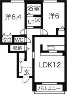 ウエストパル城南A棟【1階】の間取り