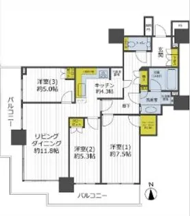 ベイクレストタワー【13階】の間取り