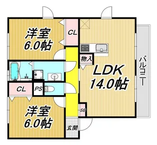ヴィラ デュオB棟【2階】の間取り