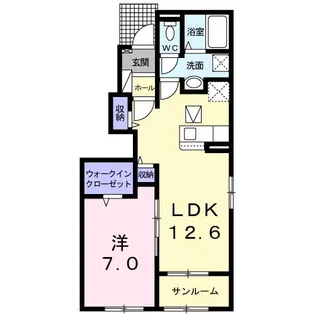 シエル・テーレB【1階】の間取り