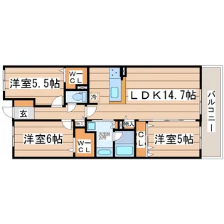 デュオヒルズ仙台花京院ザ・タワー【10階】の間取り