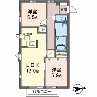ベルデ・アルカディアF【1階】の間取り