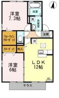メルベーユ B棟【2階】の間取り