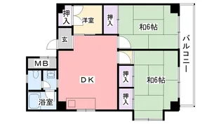 鳴尾ハイツ【3階】の間取り