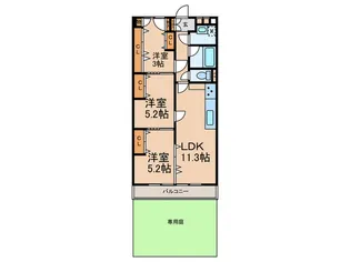 シャンボール芦屋【1階】の間取り