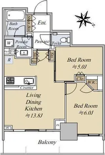 シティタワー神戸三宮【30階】の間取り