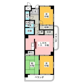 エドワール植田南【7階】の間取り
