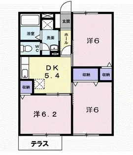 サニーハイツふじB【1階】の間取り