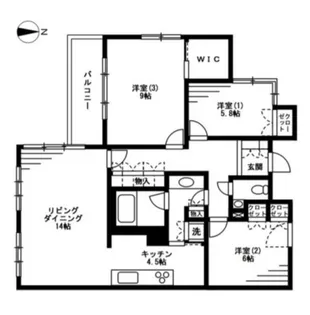 レジディア上目黒【3階】の間取り