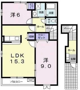 大阪府大阪狭山市茱萸木7【アパート】の間取り
