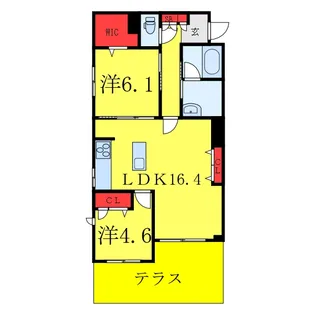 レゾンクレール【1階】の間取り