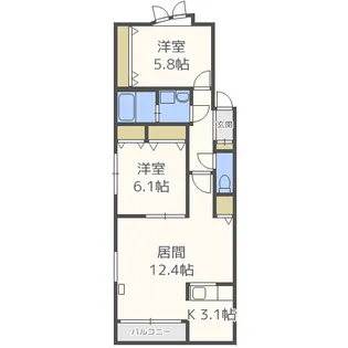 ノーブルパーク新琴似【2階】の間取り