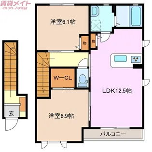 リーフガーデンハイツD棟【2階】の間取り