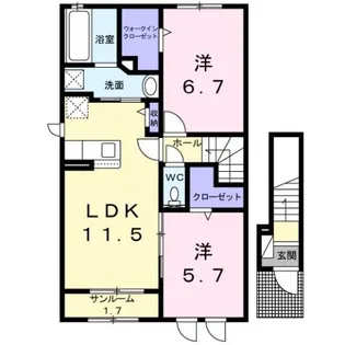 カインドハウスI・II【2階】の間取り