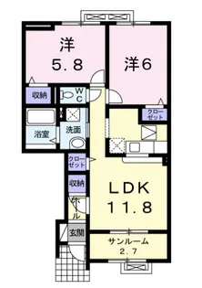 フラワープレイス K ・ II【1階】の間取り