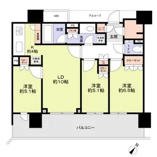 HARUMIFLAG SUN VILLAGE D棟【10階】の間取り