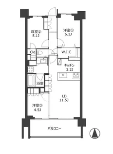 プラウド等々力ガーデンコート【5階】の間取り
