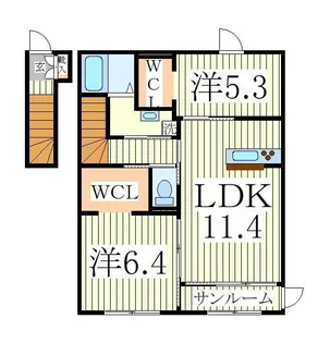 シェルルおおたかの森【2階】の間取り