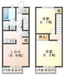 ジョワA【1階】の間取り