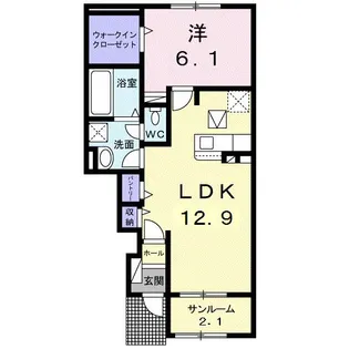 ラフィネ一身田 A【1階】の間取り