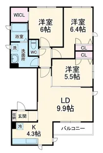 ヴァンシュヴァル【2階】の間取り