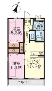 シーショア・谷田 弐番館【2階】の間取り
