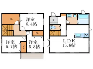 京都府長岡京市下海印寺北条【一戸建】の間取り