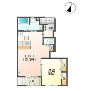 オーシャンコートB【1階】の間取り