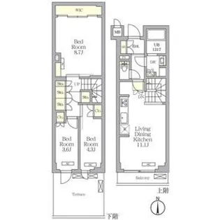 アジールコート都立大学【1階】の間取り