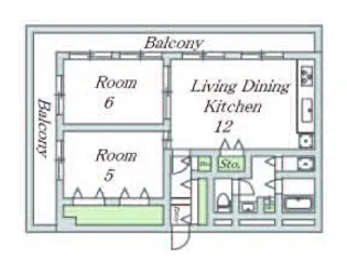アパートメントケイズ福島【9階】の間取り