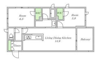 大阪府大阪市東住吉区田辺3【マンション】の間取り