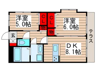エクシード玄蕃【1階】の間取り