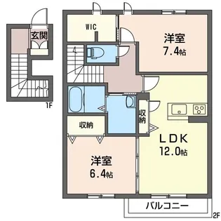 コーポ花水木A【2階】の間取り